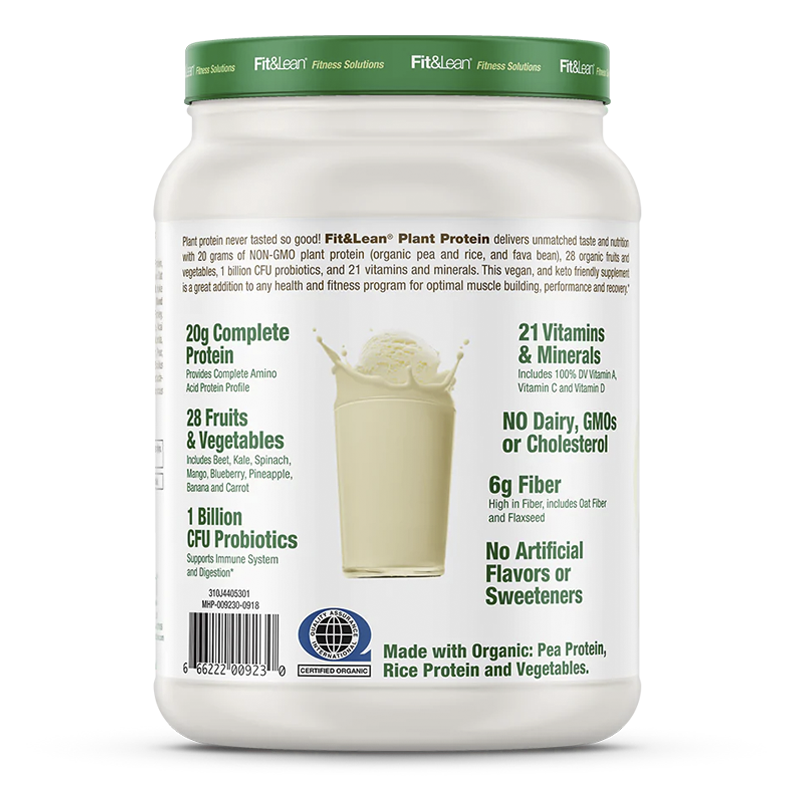 plant protein creamy vanilla 532,5 gramos fit and lean descripción
