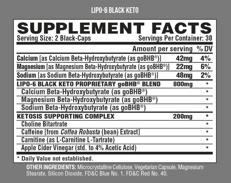 lipo 6 black keto advanced formula informacion nutricional