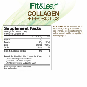 collagen probiotics body beauty and beauty blend 358, 2 gramos fit&lean información nutricional
