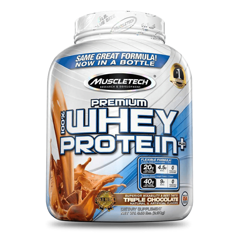 premium 100% whey protein plus triple chocolate 5 libras muscletech