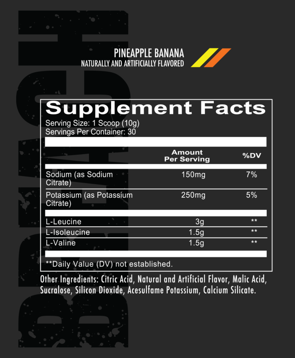 breach amino pineapple banana 195 gramos 30 porciones redcon1 información nutricional