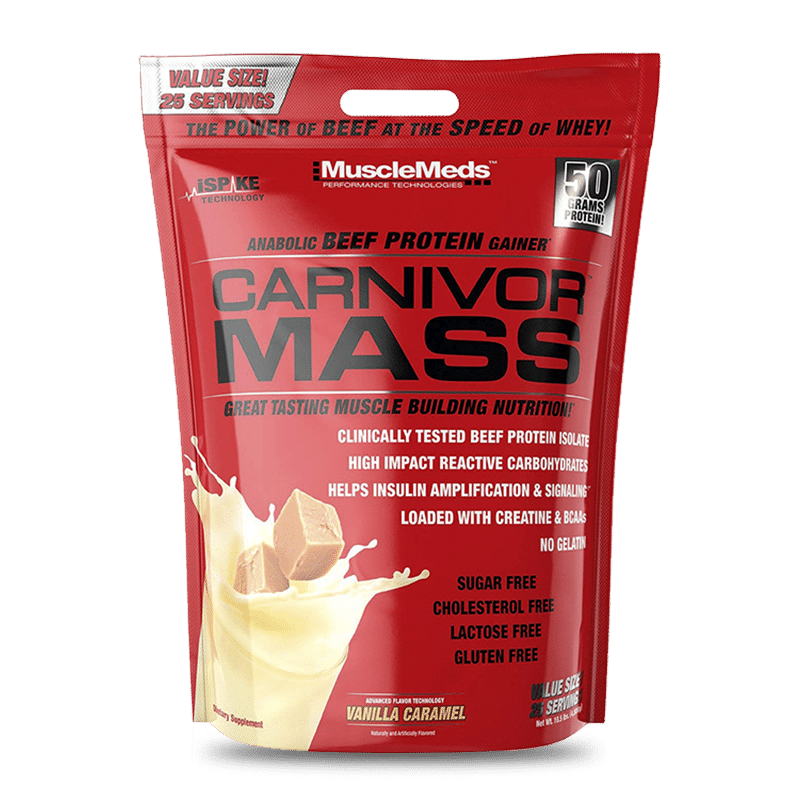 carnivor mass vanilla caramel 10 libras 25 porciones muscle meds