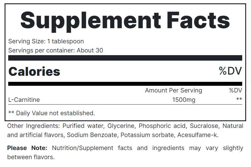 l-carnitine redcon1 informacion nutricional l-carnitine redcon1 informacion nutricional
