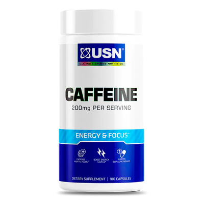 caffeine 100 capsulas 200mg por porcion usn
