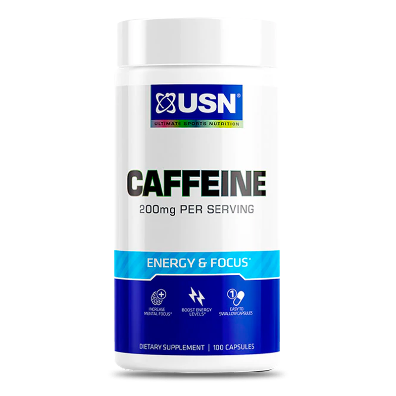 caffeine 100 capsulas 200mg por porcion usn