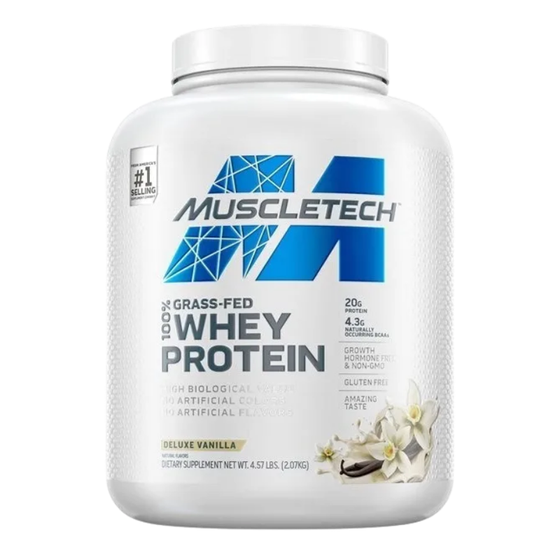 grass fed 100% whey protein deluxe vanilla muscletech 4,57 libras 2,07 kilogramos