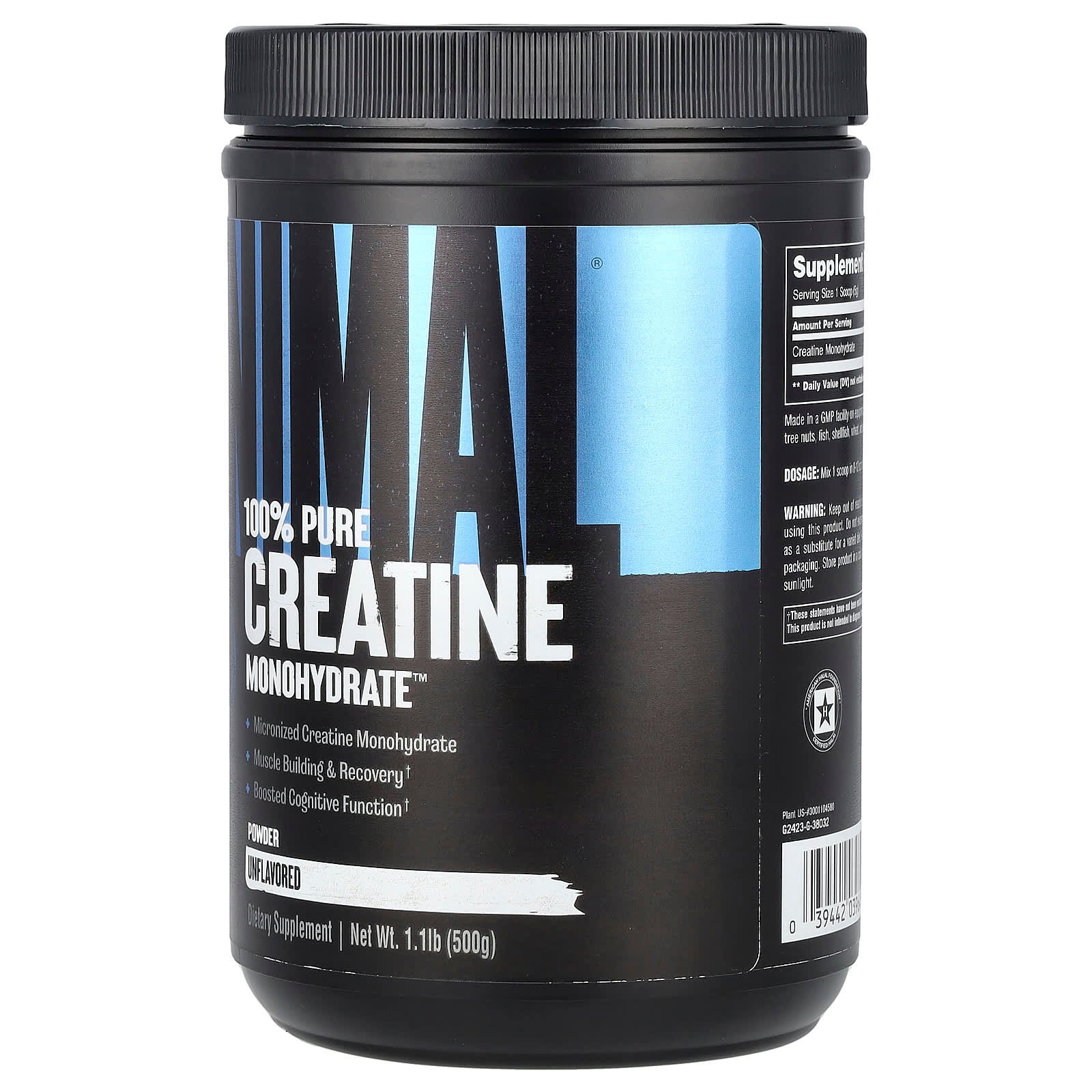 31 100 pure creatine monohydrate animal 500 gramos sin sabor