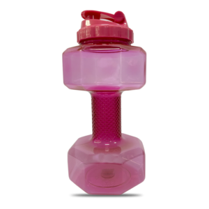 botellón con diseño de mancuerna color rosado