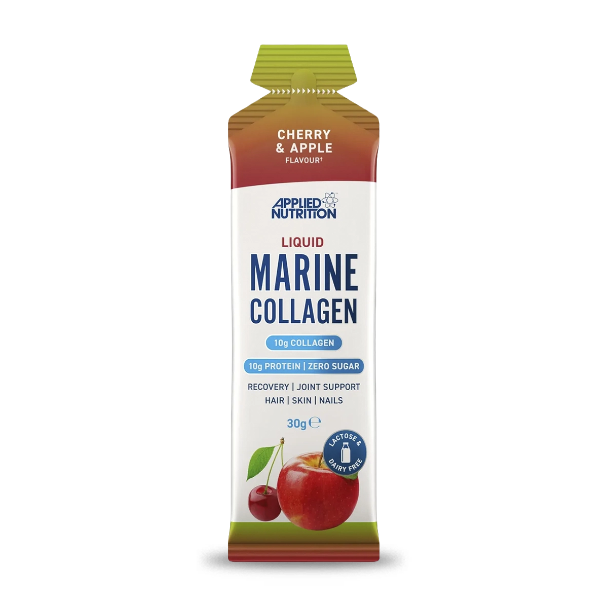 Applied Nutrition Liquid Marine Collagen Cherry Apple caja 10 geles sabor cereza y manzana