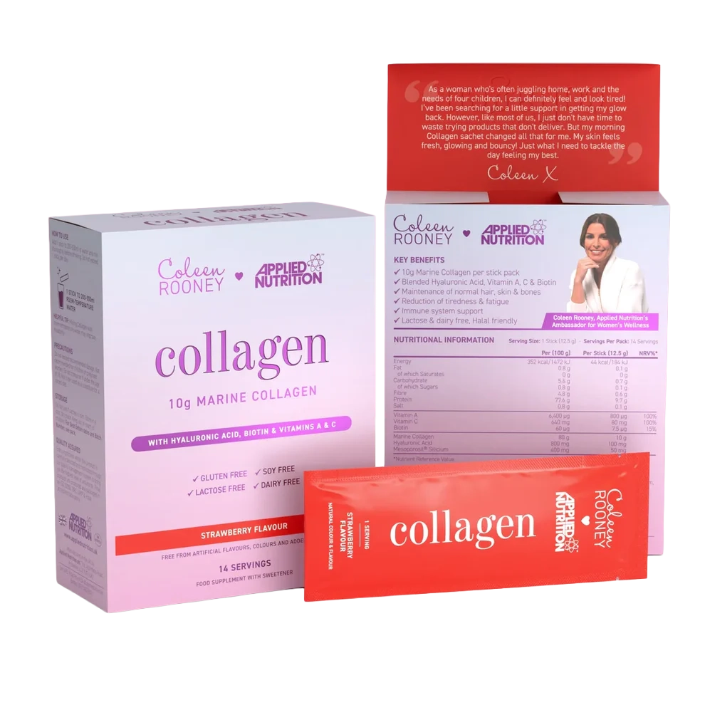 Coleen_Rooney_-_Collagen_Sachet_Box_14x12.5g_-_Strawberry_16da2e6e-3465-456f-8e9c-4940488d6155.webp Applied Nutrition Coleen Rooney Collagen 14 sticks de 12,5 g sabor Strawberry