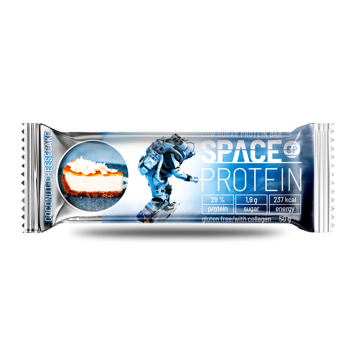 Barra de proteína Space Protein Classic sabor Coco Cheesecake de 50 gramos