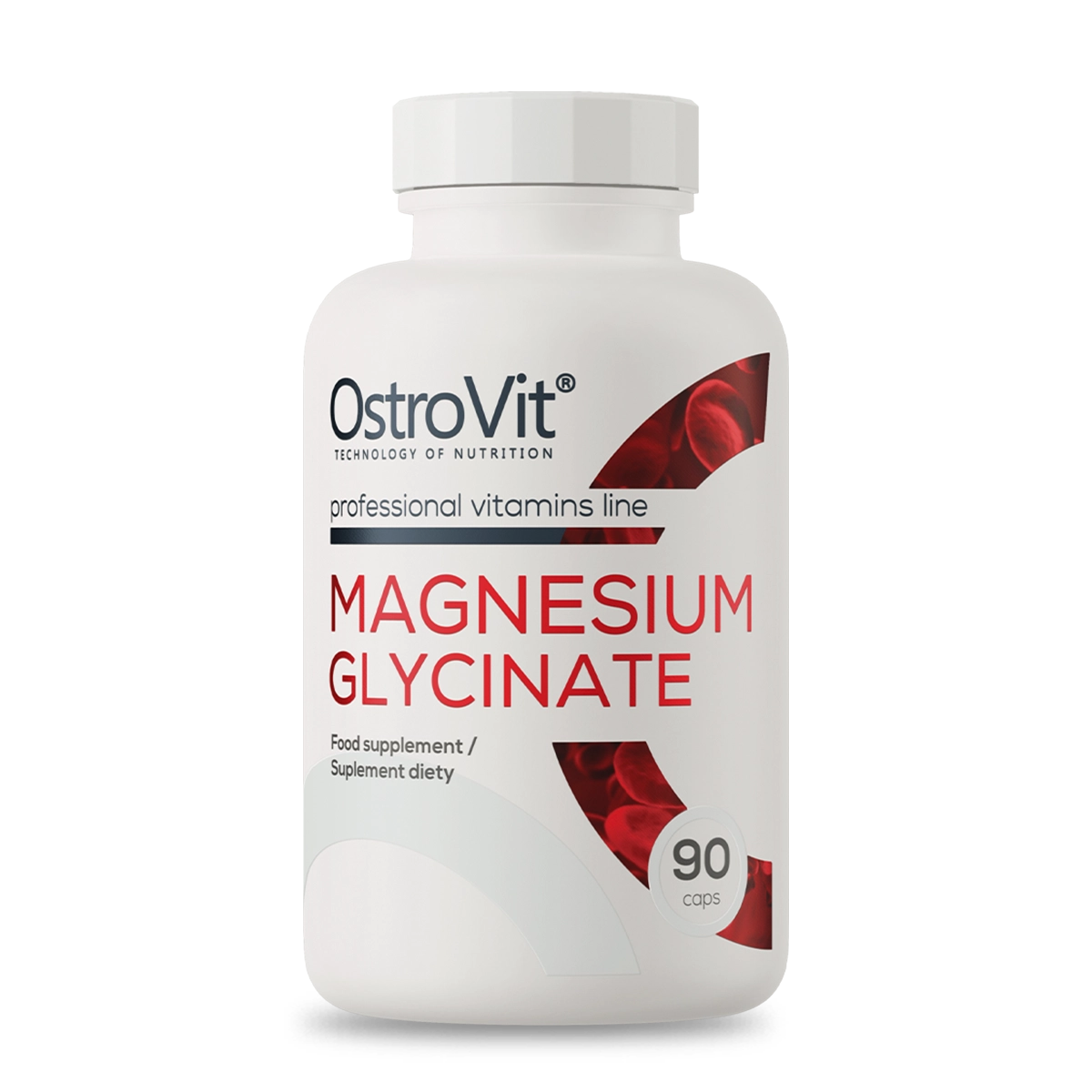 Ostrovit Vitamina Magnesio Glicinato 90 Caps OstroVit Magnesium Glycinate frasco de bisglicinato de magnesio 90 cápsulas