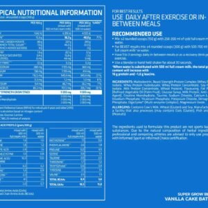usn-super-grow-beast-panel-nutricional-vanilla Panel nutricional USN Super Grow Beast Vanilla: 40 g de proteína por porción de 300 g