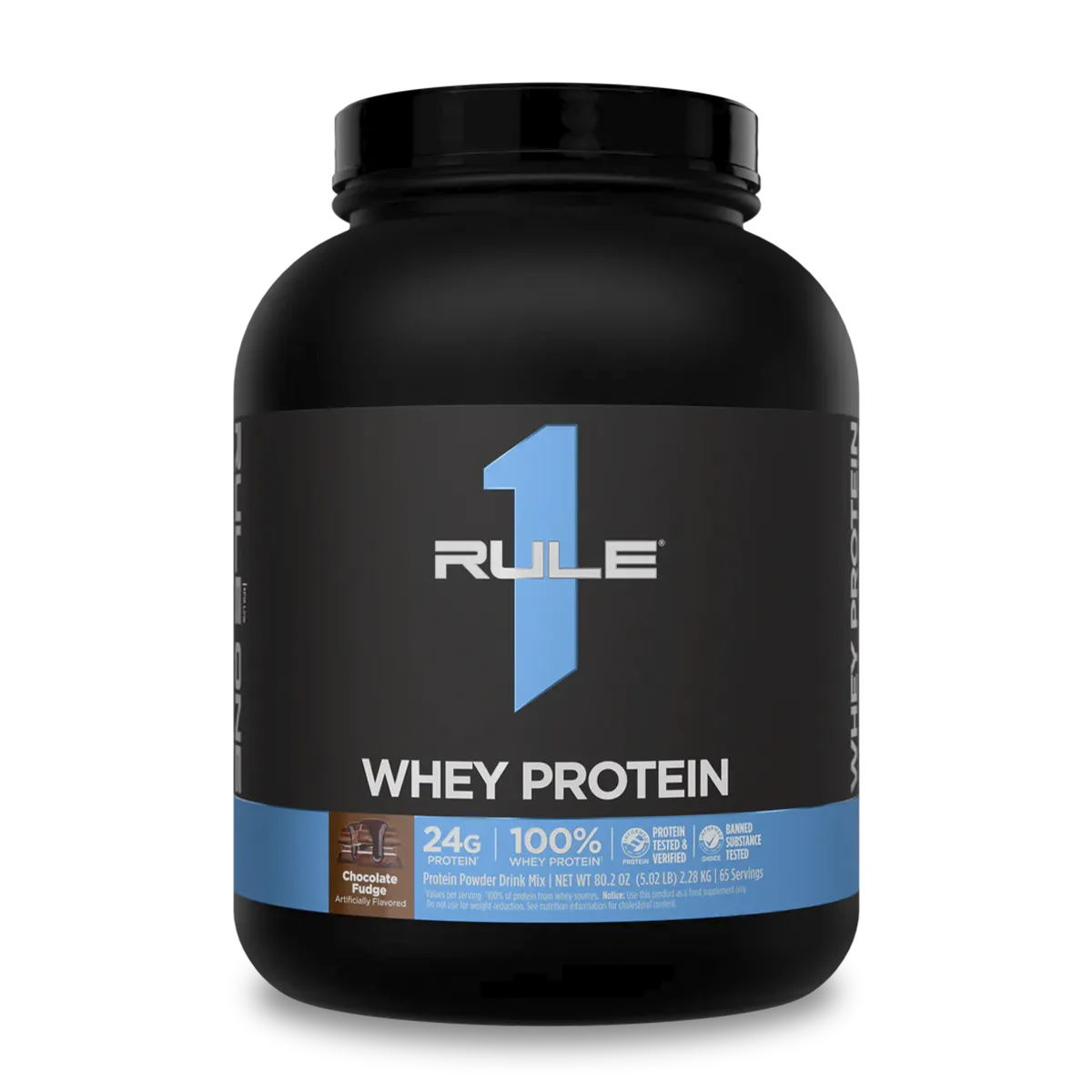 Proteína Rule 1 Whey Protein Chocolate Fudge 5,02 libras 65 porciones