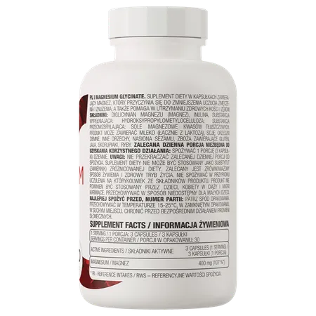 eng_pm_OstroVit-Magnesium-Glycinate-90-capsules-26641_4.webp Panel nutricional OstroVit Magnesium Glycinate: 400 mg de magnesio por porción, 30 porciones
