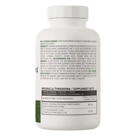 eng_pm_OstroVit-Siberian-Ginseng-VEGE-120-tablets-25609_3.webp Panel nutricional OstroVit Siberian Ginseng: 300 mg de extracto y 3,6 mg de eleuterósidos por tableta, 120 porciones
