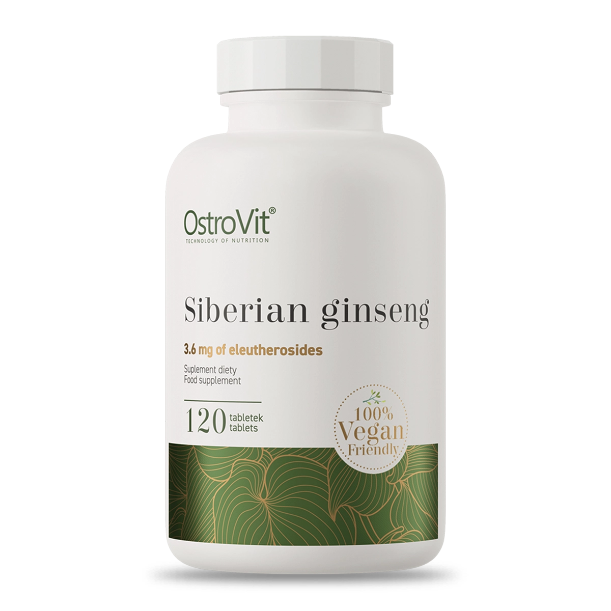 Ostrovit Bienestar Ginseng Siberiano 120 Tabs OstroVit Siberian Ginseng frasco de ginseng siberiano vegano 120 tabletas