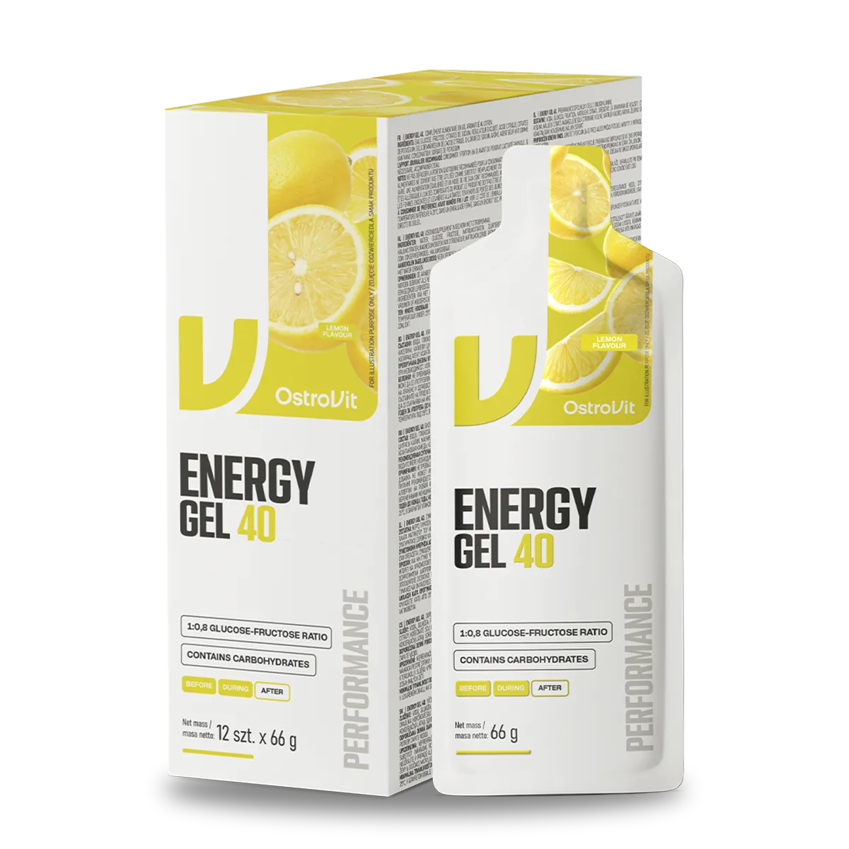 Gel energético OstroVit Energy Gel 40 limón, unidad y display