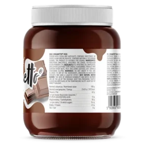 Panel nutricional Creametto Vege: 0,4 g de azúcares por 100 g y 70 porciones