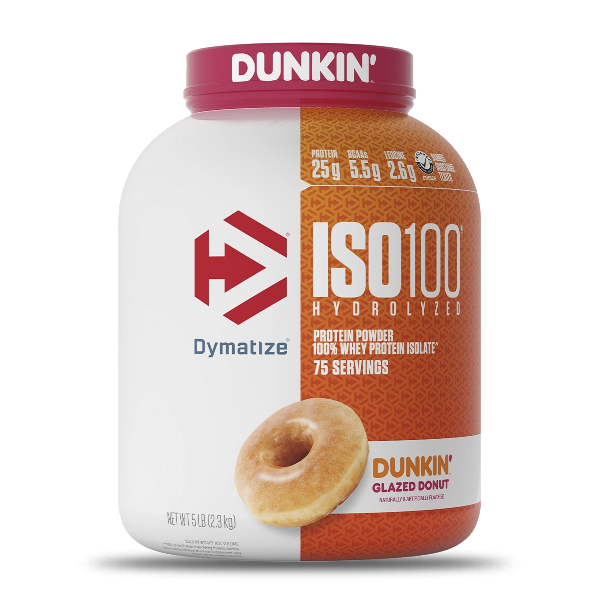 Dymatize ISO 100 Hydrolyzed Dunkin Glazed Donut 5 Libras 75 porciones