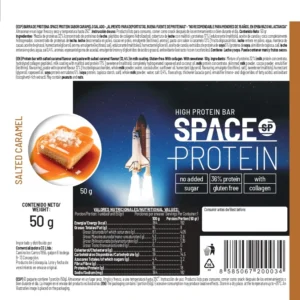 Etiqueta e información nutricional Space Protein Caramelo Salado con 18 g de proteína