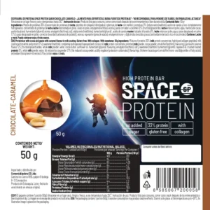 Etiqueta e información nutricional Space Protein Chocolate Caramelo con 16,5 g de proteína
