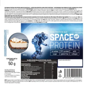 Etiqueta e información nutricional Space Protein Coco Cheesecake con 16,5 g de proteína