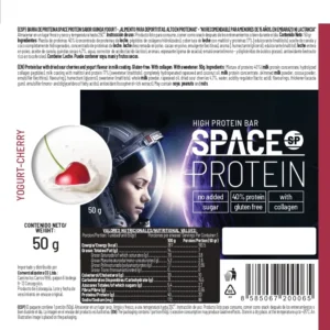 Etiqueta e información nutricional Space Protein Guinda Yogurt con 20 g de proteína