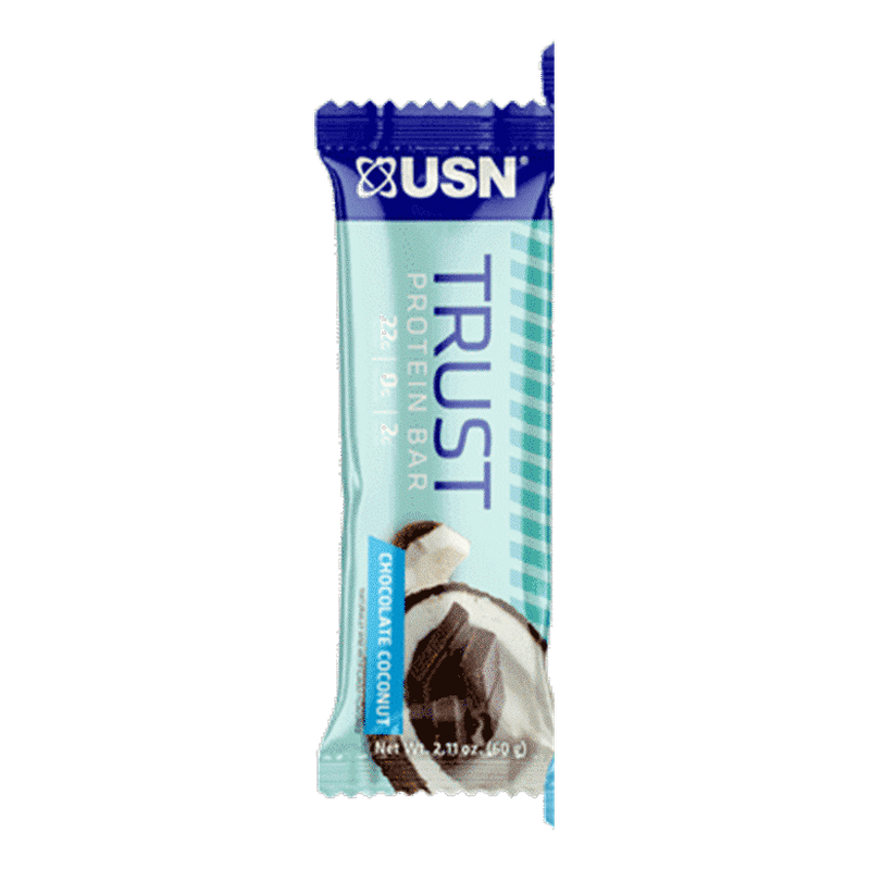USN Trust Protein Bar Chocolate Coconut barra de 60 gramos con 22 g de proteína